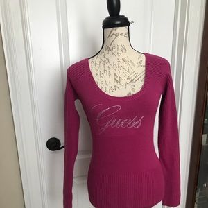 Fitted Fuchsia Pink Guess Brand Fitted Sweater